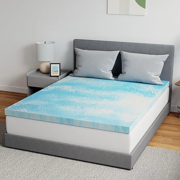 Novilla Memory Foam Mattress Topper Queen - 2 Inch Cooling Gel Infused Memory Foam | Slow-Rebound Pressure Relief | CertiPUR Certified | Comfort for Sleeper Sofa, RV, Camper, Dorm Room