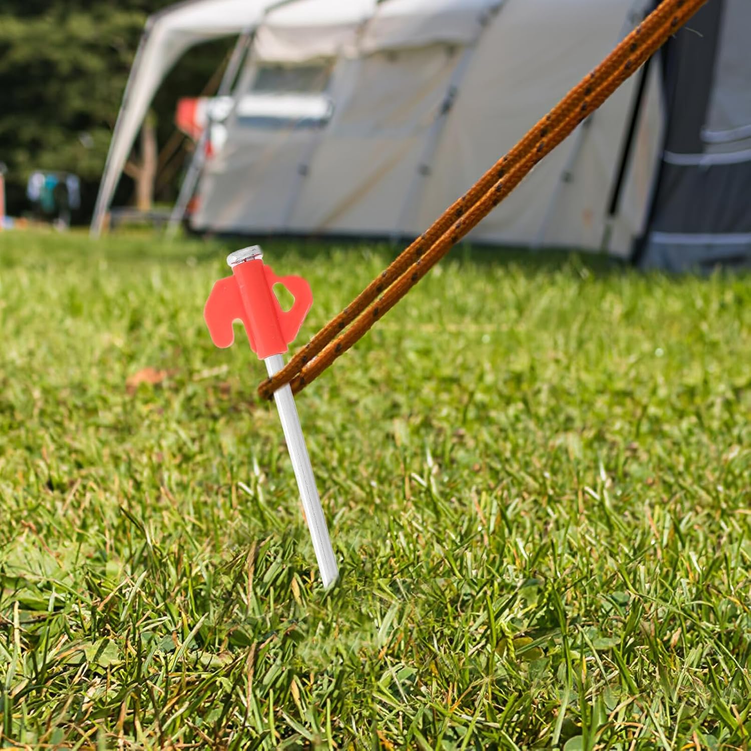 20pcs Orange Heavy Duty Metal Tent Stakes Ground Anchors Windproof Camping Tent Pegs for Outdoor Recreation Lawn Garden Use