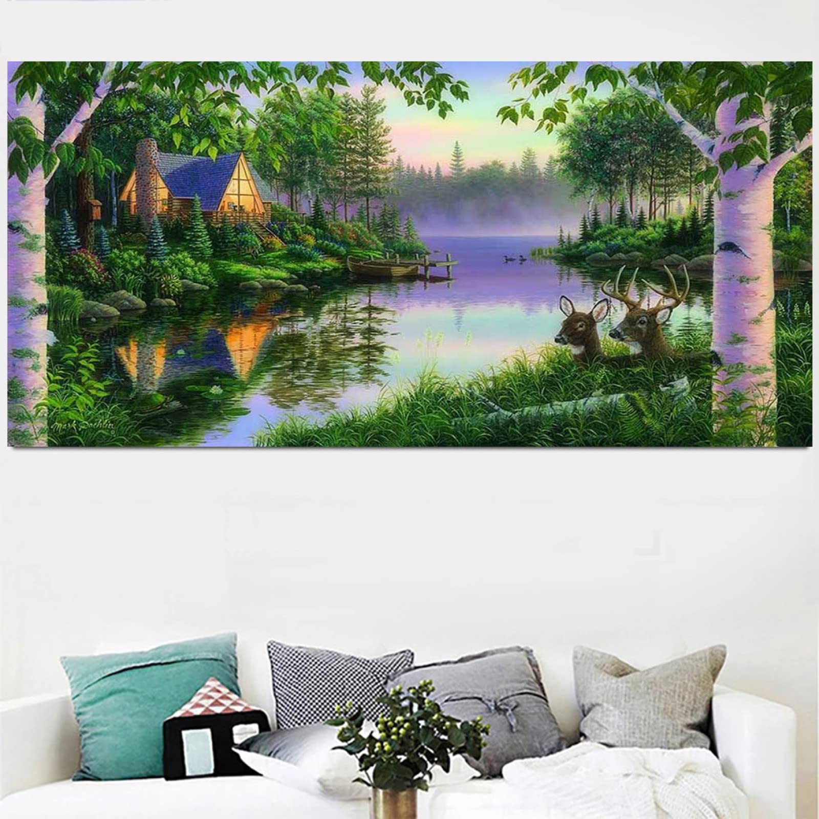 5D DIY Diamond Painting Kit Completo, Pittura Diamante Adulti Ricamo Punto Croce Kit Strass Diamante Arte Immagine Artigianato per la Decorazione Della Parete di Casa (Capanna nel bosco 30x60cm
