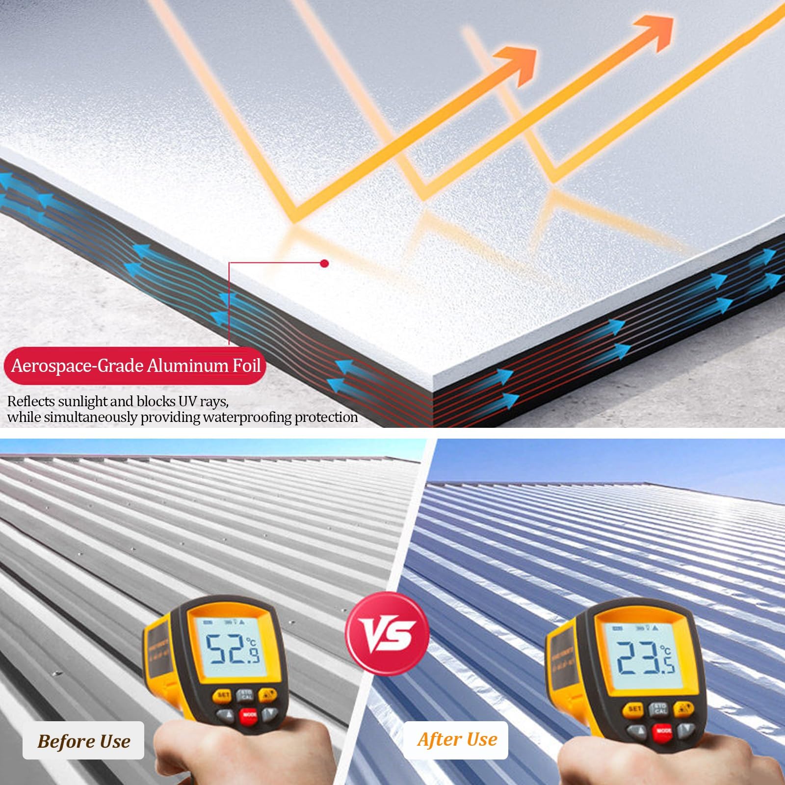 Cinta impermeable de caucho butílico, cinta selladora reforzada para techos, resistente a los rayos UV y a la temperatura, cinta autoadhesiva a prueba de fugas(W0.2MXL5M)