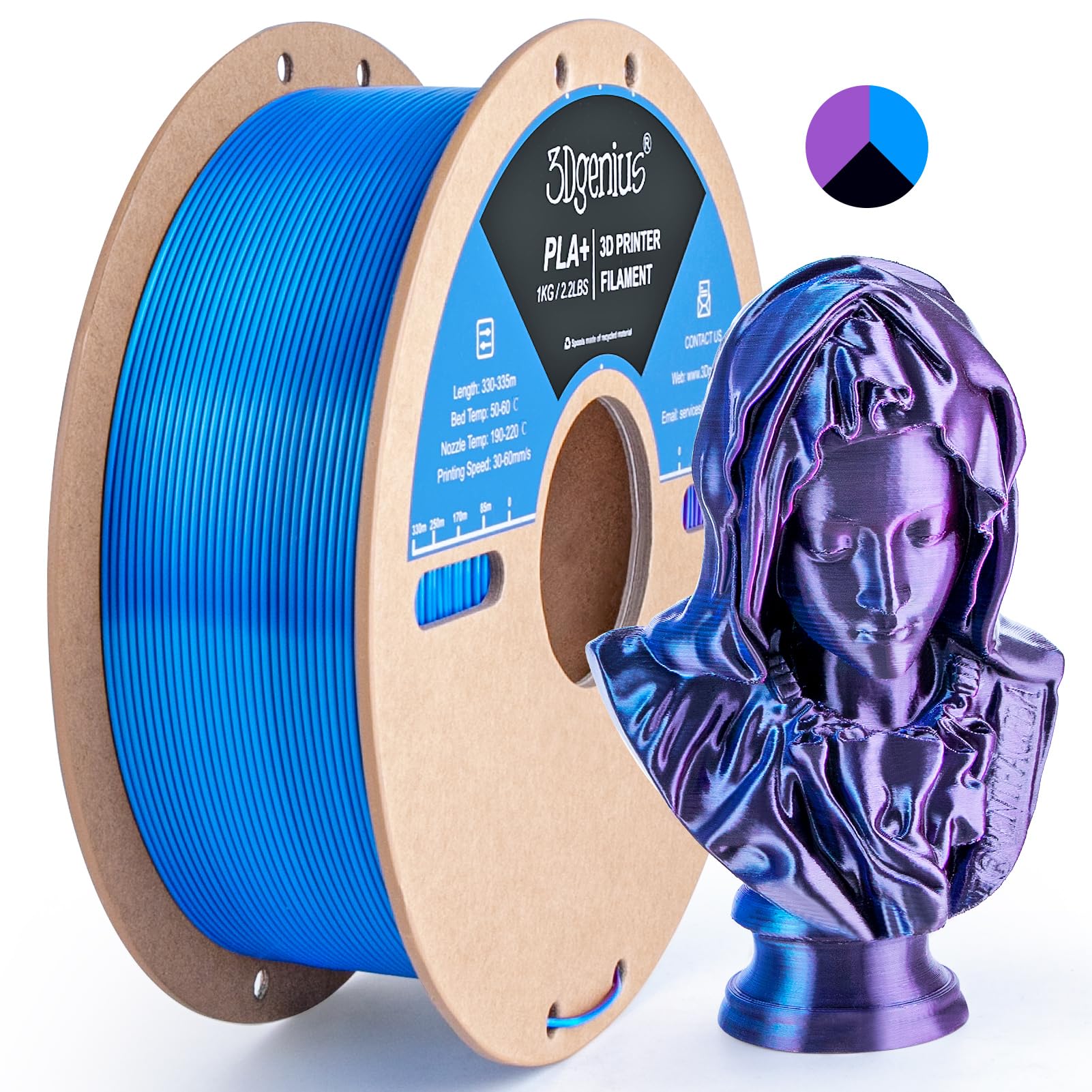 Silk Triple Color 3D Printer Filament - Vibrant Prints -32