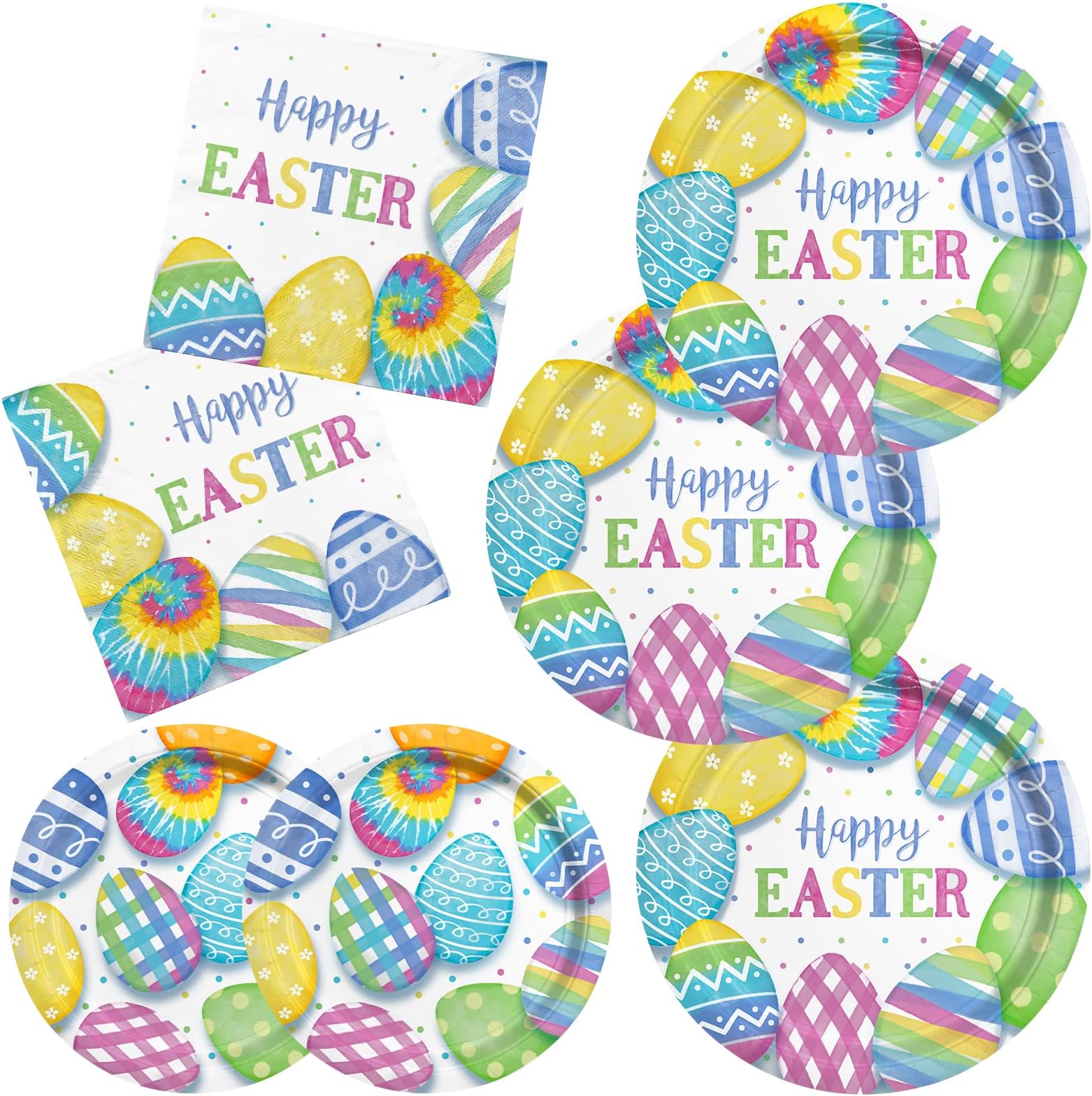 GAOMON 140pcs Easter Paper Plates and Napkins Sets, Easter