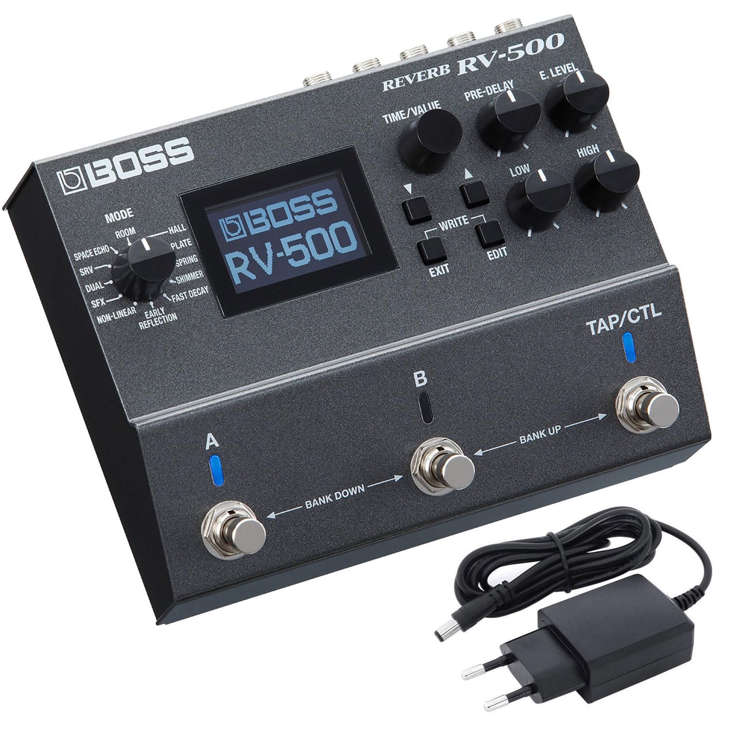 Boss RV-500 Reverb Pedal Hall Effektgerät + keepdrum 9V Netzteil