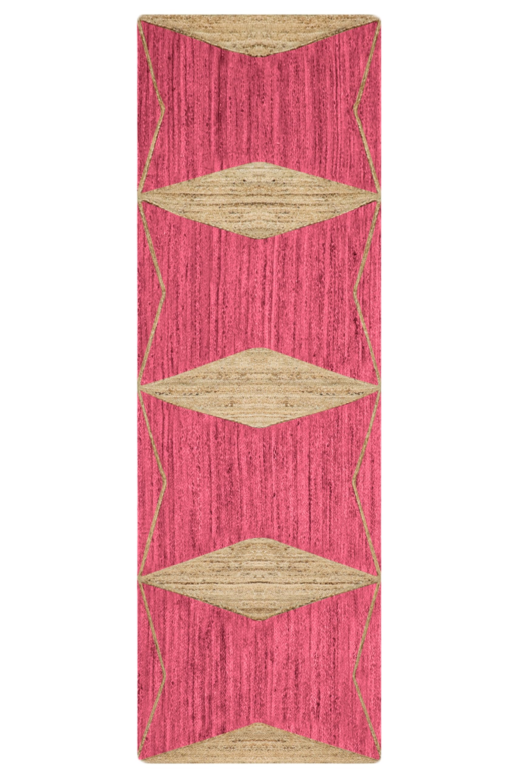 Tapis bohème en jute rose 61x182 cm idéal pour illuminer le couloir et la cuisine