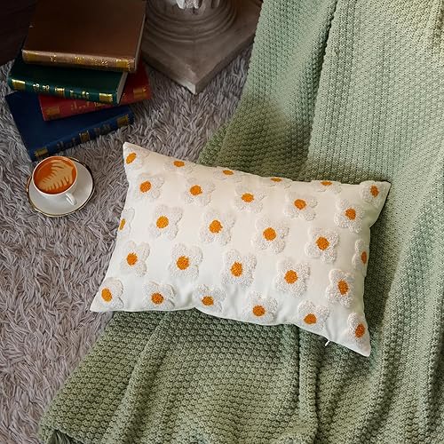 Miniatura 8 de ARTMAGIC Fundas de almohada decorativas con bordado de margaritas florales para primavera y verano, funda de cojín cuadrada para sofá, cama, sala de