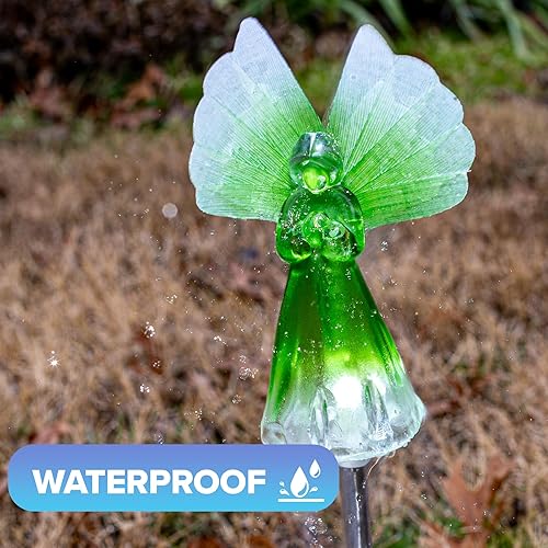 Miniatura 3 de Crosslight Luces LED solares de ángel para jardín (3 unidades)  Impermeable al aire libre Día de los Caídos, Navidad, cementerio y decoración de