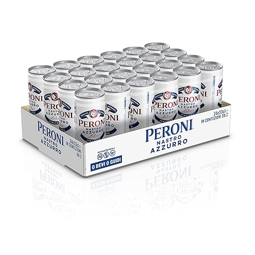 Immagine del prodotto Peroni Nastro Azzurro, Cassa Birra con 24 Lattine di Birra da 33 cl, Birra Premium Lager a Bassa Fermentazione, Gusto Rinfrescante e Rigenerante, Gradazione Alcolica 5% Vol