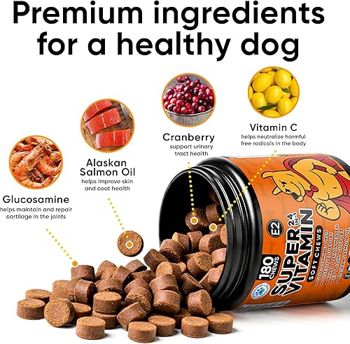 Miniatura 3 de Multivitamínico para perros 24 en 1 con glucosamina, vitaminas masticables para perros y suplementos para cadera y articulaciones, ideal para apoyo