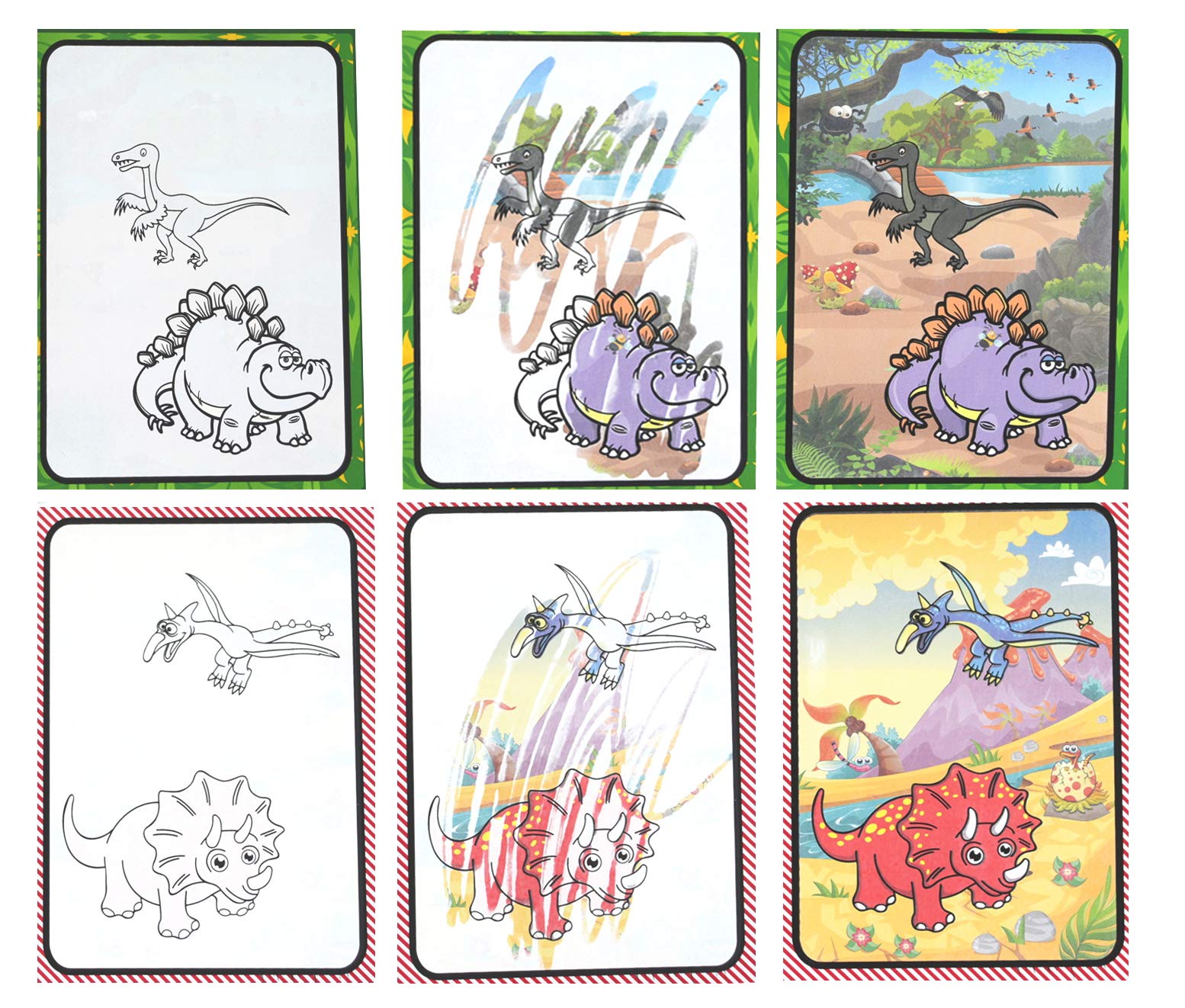 Rangebow Magic Aqua Water Reusable Drawing Doodle Colouring Book with 2 Magic Water Pens for Age 3 Years plus Kids Travel Activity Book Children Toddlers Travel Toys (Dinosaur Book) - Image 4