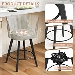 LUE BONA 360-degree Swivel Bar Stools Set of 2, 26" Counter Height Bar Stools with High Back and Wood Legs, Morden Faux Leather Upholstered Barstools, Beige Gray