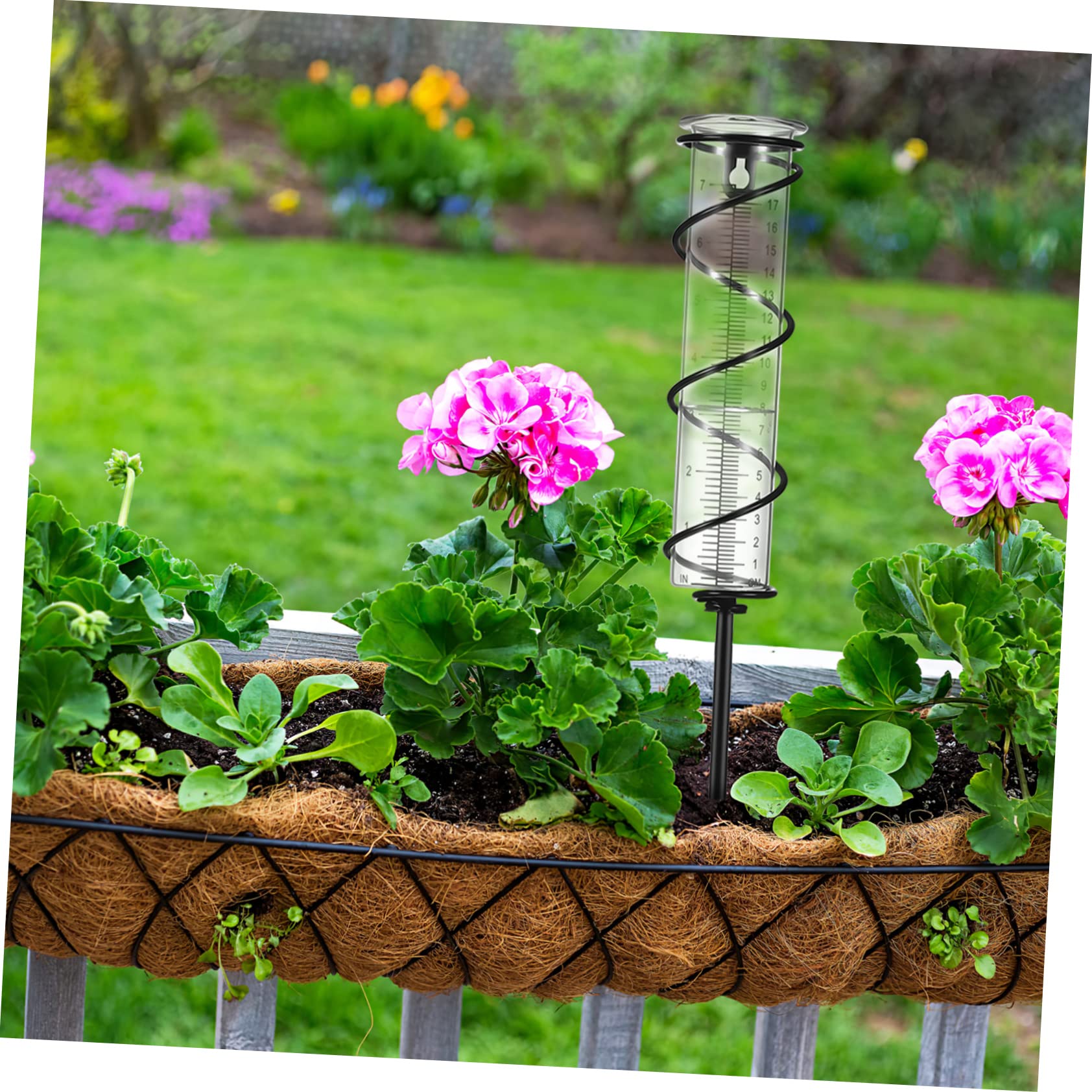 Glas-regenmesser Mit Spiralpfahl Aus Eisen Ersatz-messzylinder Für Garten Und Einfache Montage Mit Nagel Doppelskala Für Regenmenge