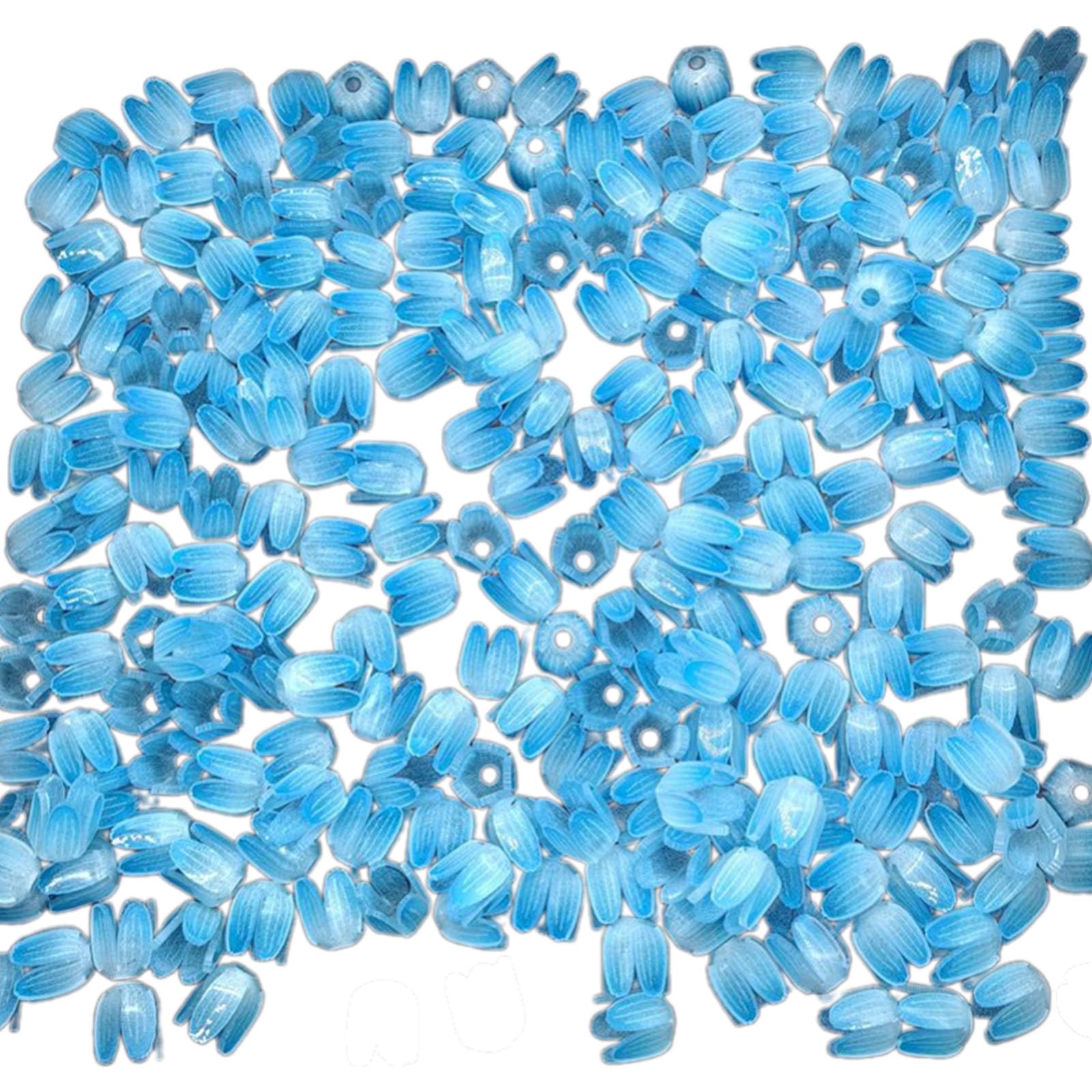 Tfaoys Lake Blue 50 Pcs Tulips Beads Flower Beads Color Print Flower Buds For Bracelets Necklaces Jewellery Night Light Making