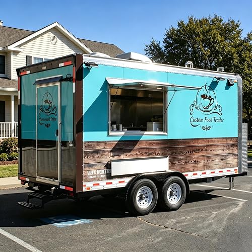 Multifunctional Towable Mobile Food Truck and Food Trailer, Coffee Bar, Fully Equipped Mobile Food Truck with Customized Kitchen for Drinks, Street Vendor, Catering