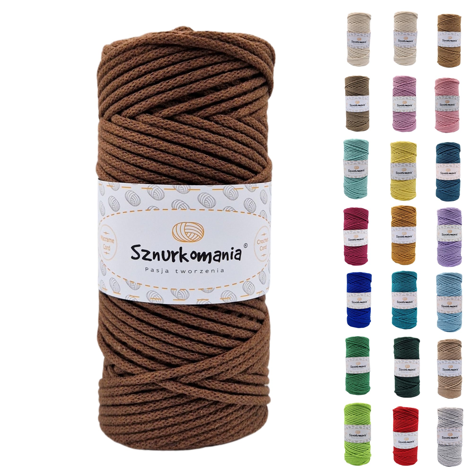 Cotton Cord 3mm 109 Yards, 46 Colors, Macrame Cord 100m, Crochet Cord, Macrame Yarn, Cotton Yarn, Braided Cotton Cord 3mm with core, Macrame Rope (Brown)