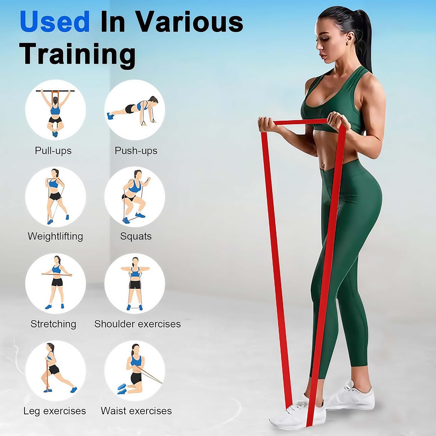 Pull Up Bands Resistance Bands Set for Working Out,8 PC Long Exercise Bands & Fabric Booty Bands for Training Hip Thigh Glute Fitness,Home Workouts,Physical Therapy for Men Women