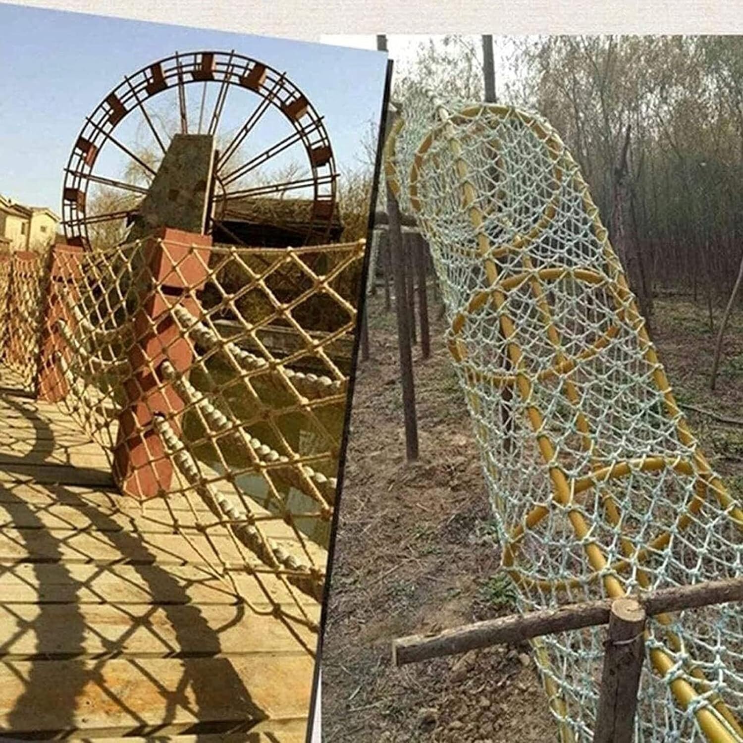 Siatka wspinaczkowa dla dorosłych, wytrzymała drabina linowa na plac zabaw w domku na drzewie, grubość 14 mm szerokości 15 cm, trwałe akcesorium do ściany wspinaczkowej