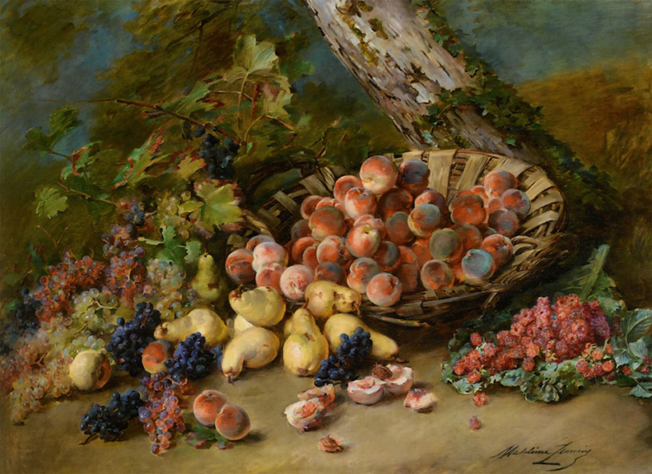 SERENDIPITP Vintage Wall Art Canvas Nordic Poster Canvas Print Picture Still Life with Fruits by Madeleine Jeanne Lemaire Wall Art Poster for Home Decor 60x90cm