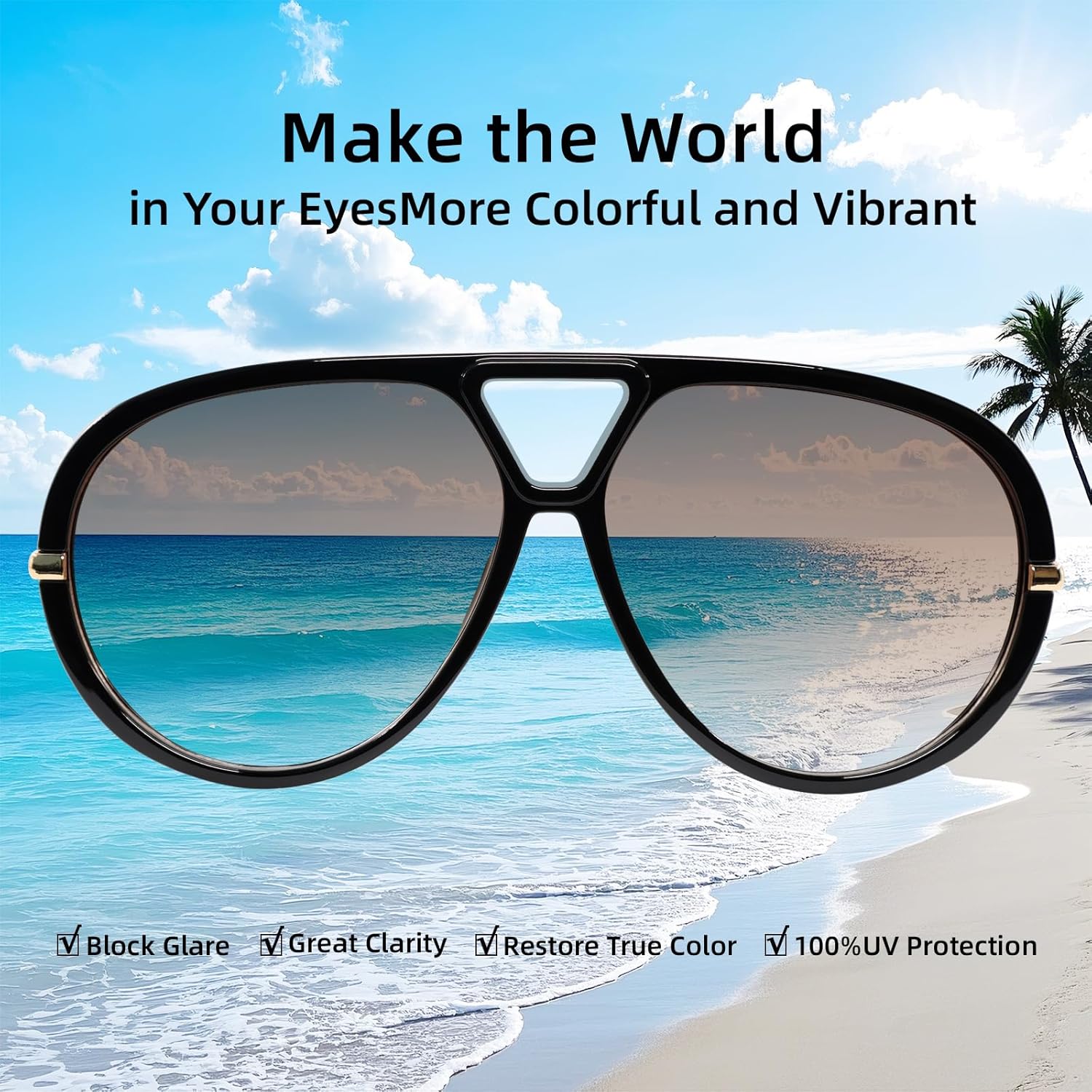 Retro Polarized Aviator Sunglasses for Women Men Oversized Classic 70s Trendy Square Sun Glasses Vintage Shades - Image 8