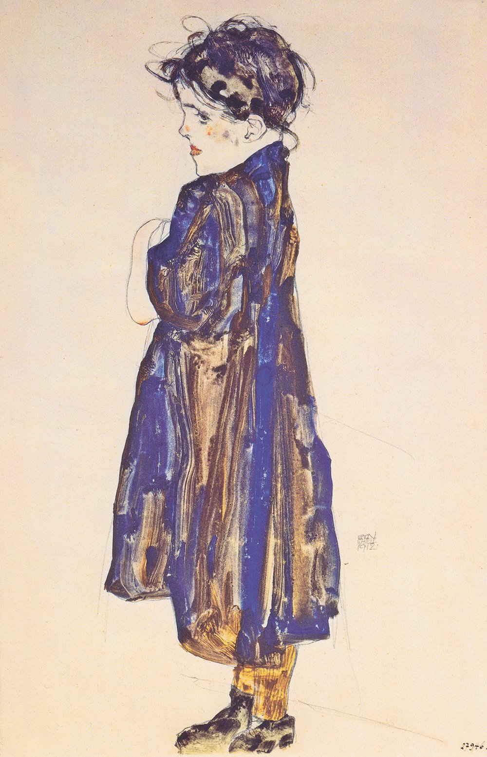 Pintura Egon Schiele Purple: cuadro pequeño decorativo enmarcado