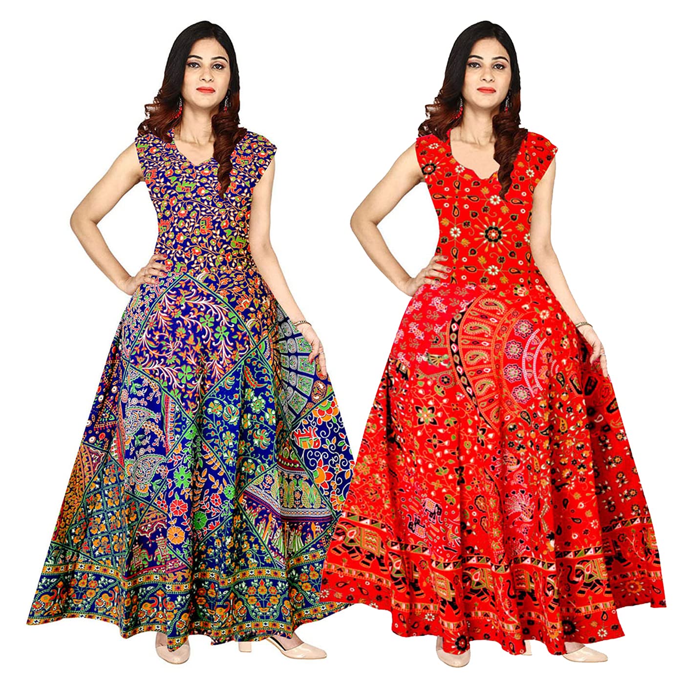 Women's Cotton Digital Printed Anarkali Long Gown Combo of 2cs I-image-28