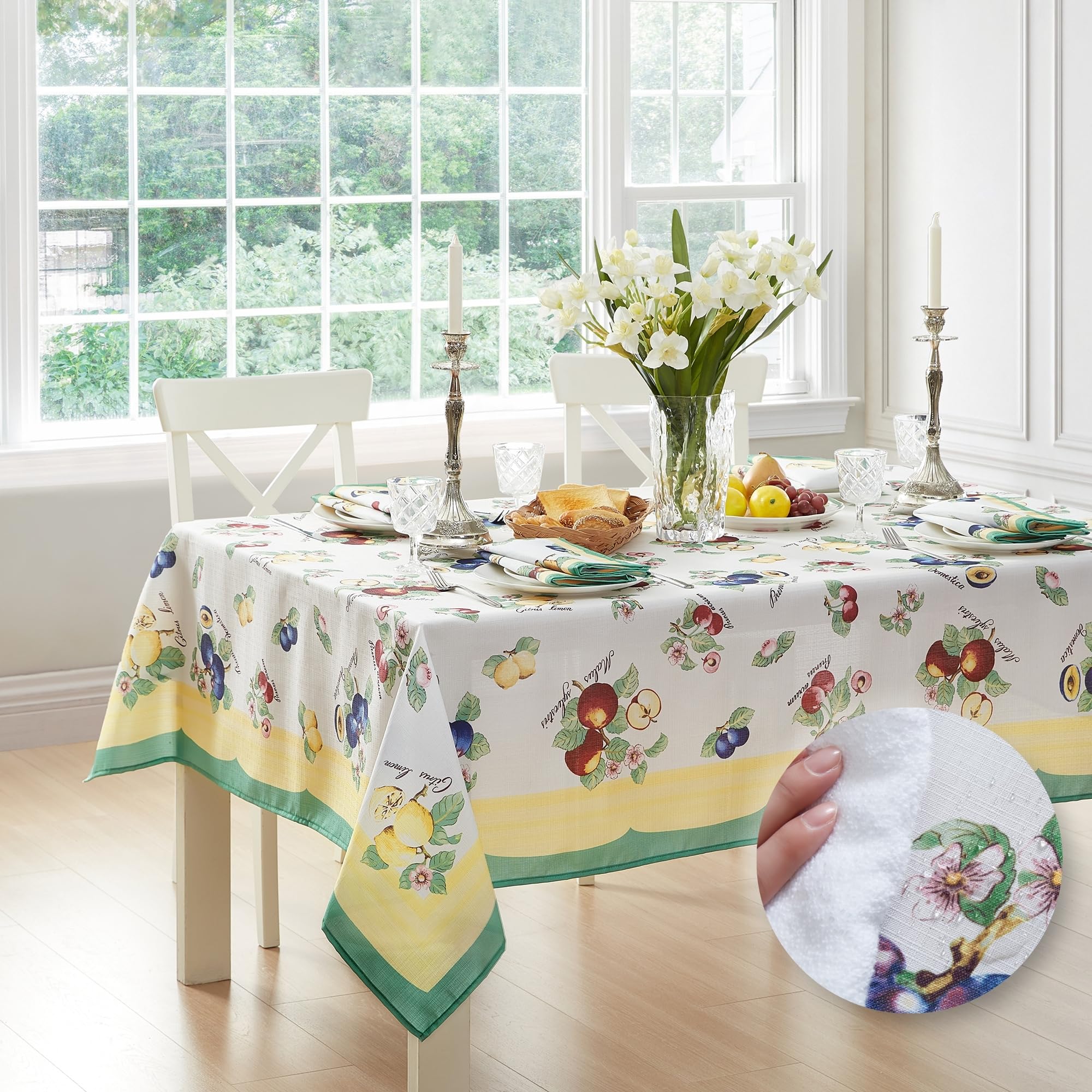 Elrene Home Fashions Villeroy & Boch French Garden Fleurence Stain and Water Resistant Dining Tablecloth, 60"x84" Rectangle