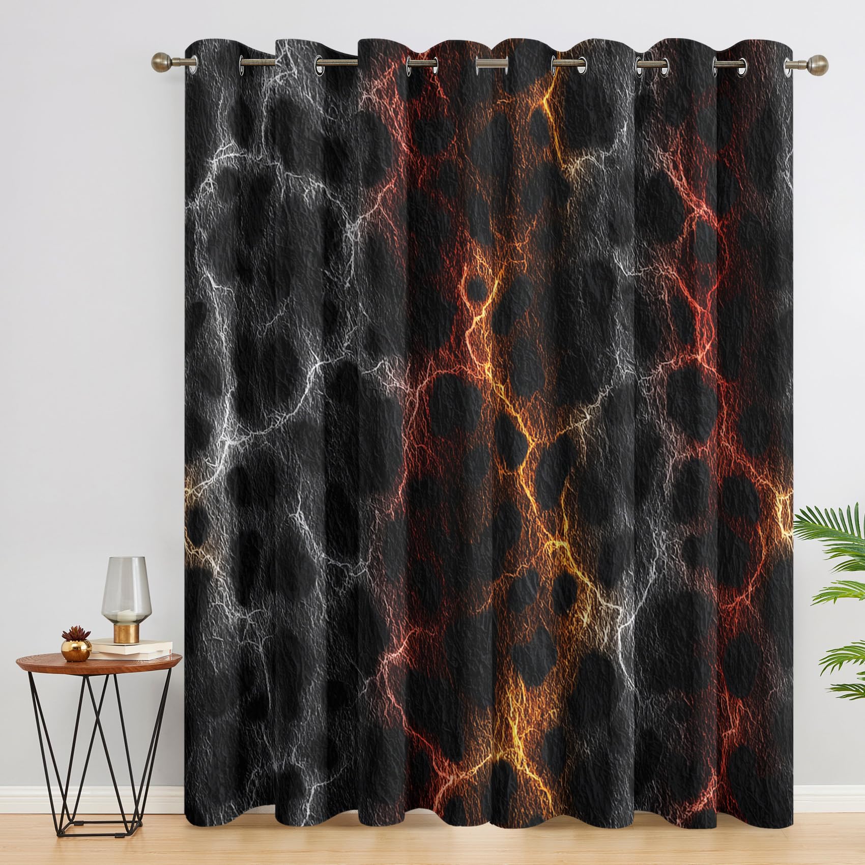 Leopard Print Curtains 90x108 Inch 2 Panels, 95% Blackout, Cheetah Print Abstract Curtains for Bedroom, Living Room, Home Decor, Thermal Insulated Eyelet Window Drapes KCN228