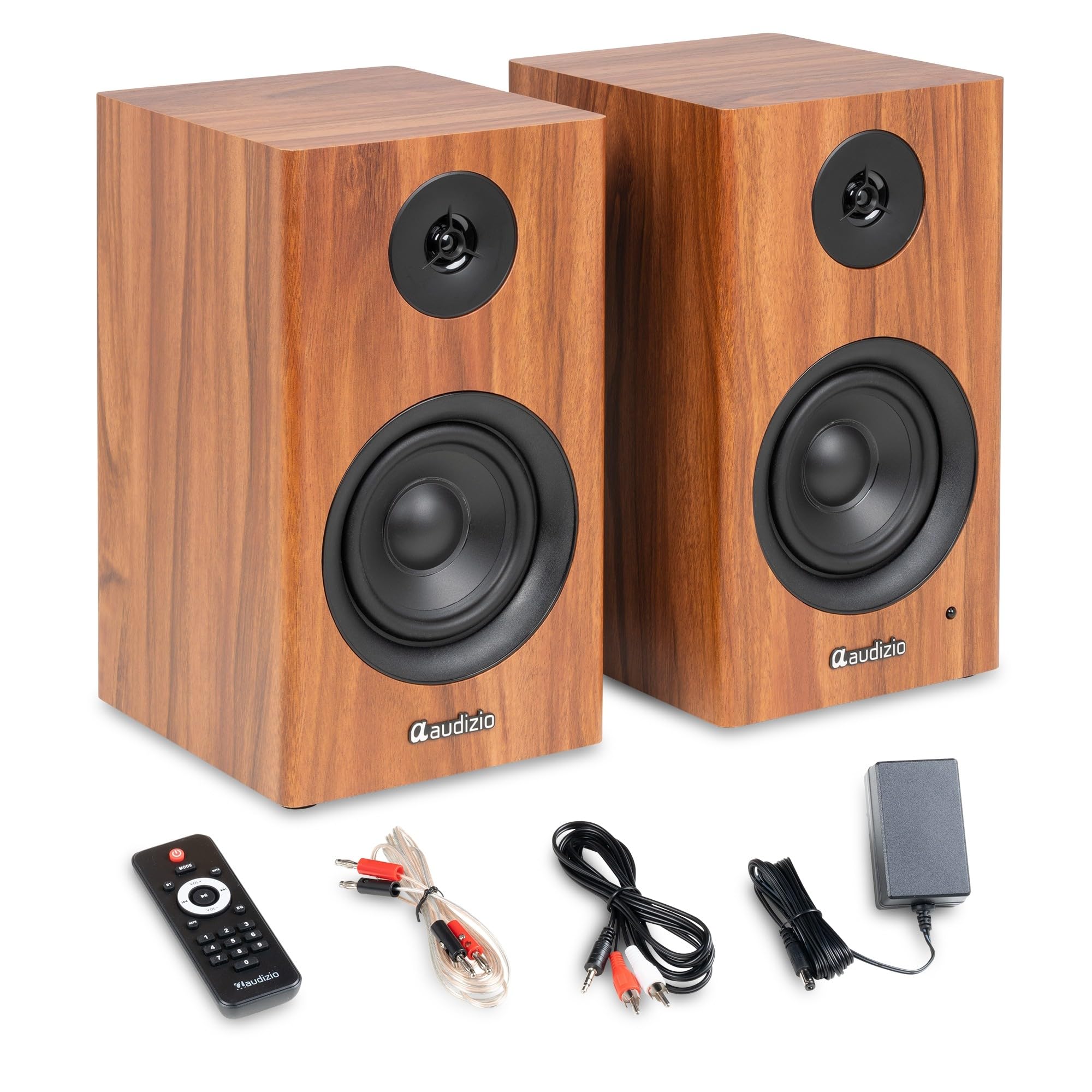 Audizio BS15 Enceintes Bibliothèque BT Actives 60W HiFi avec HDMI Arc Merisier