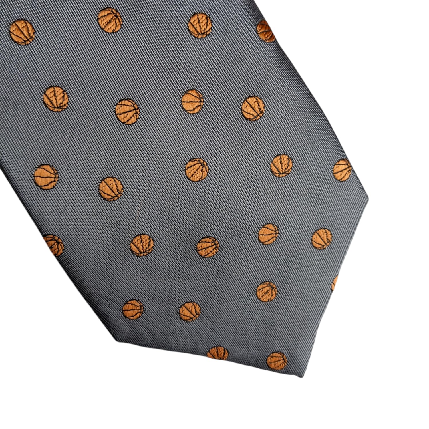 Corbata de baloncesto para hombre, corbata de baloncesto, corbata de baloncesto gris, regalo de baloncesto, regalo de baloncesto para hombre (longitud regular), [Gris, Naranja] 3