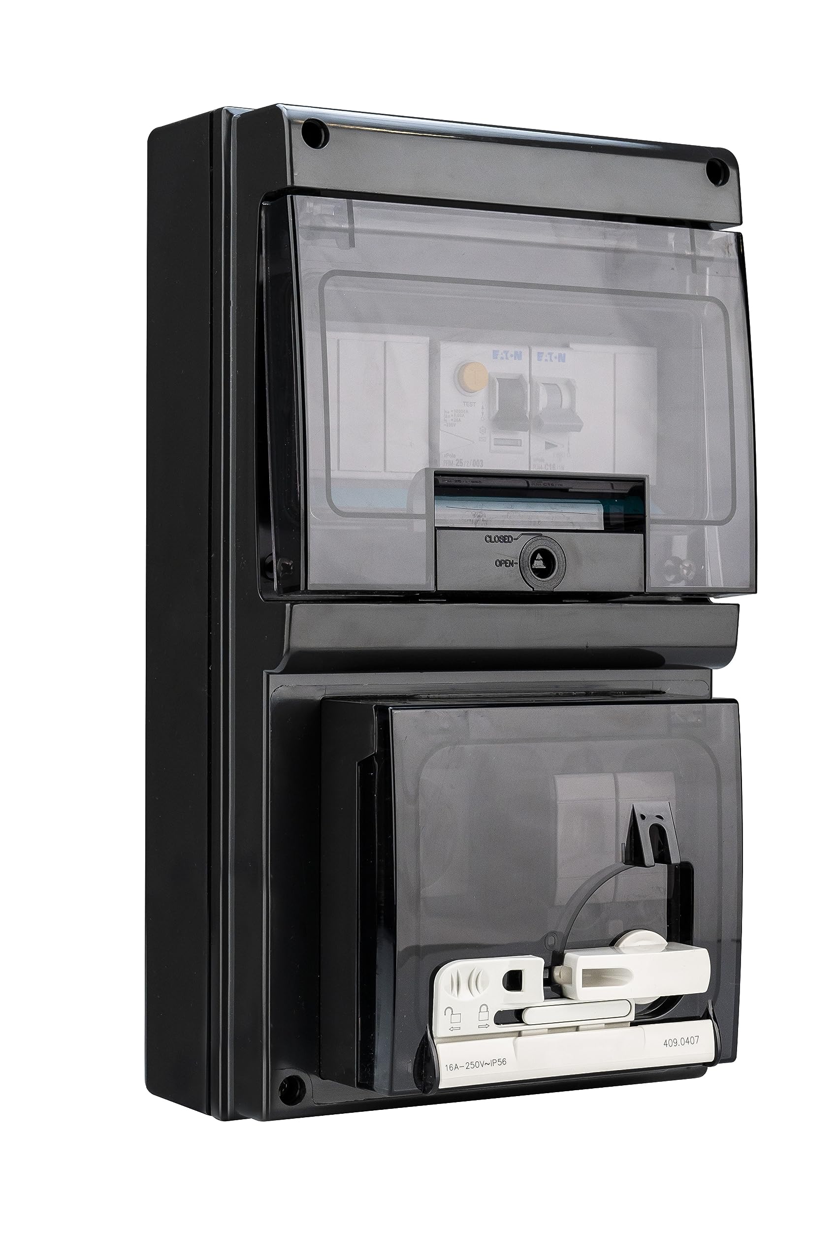 Steckdose für Elektroautos, Ladesystem mit LCD Digitale Stromzähler und FISchalter/Leitungsschutzschalter IP54 (Schwarz mit Fi-Schalter) Schwarz mit Fi-Schalter Schwarz mit Fi-Schalter