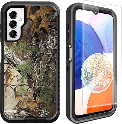 Miniatura 1 de OTTARTAKS Funda para Samsung Galaxy A14 5G para hombres y niños, diseño de camuflaje con protector de pantalla protección de grado militar,