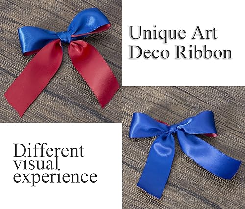 Vista 22 de Cinta de dos tonos de doble cara, 20 yardas y 1 pulgada, cinta de satén verde y rojo de doble cara para Navidad, boda, cumpleaños, envoltura