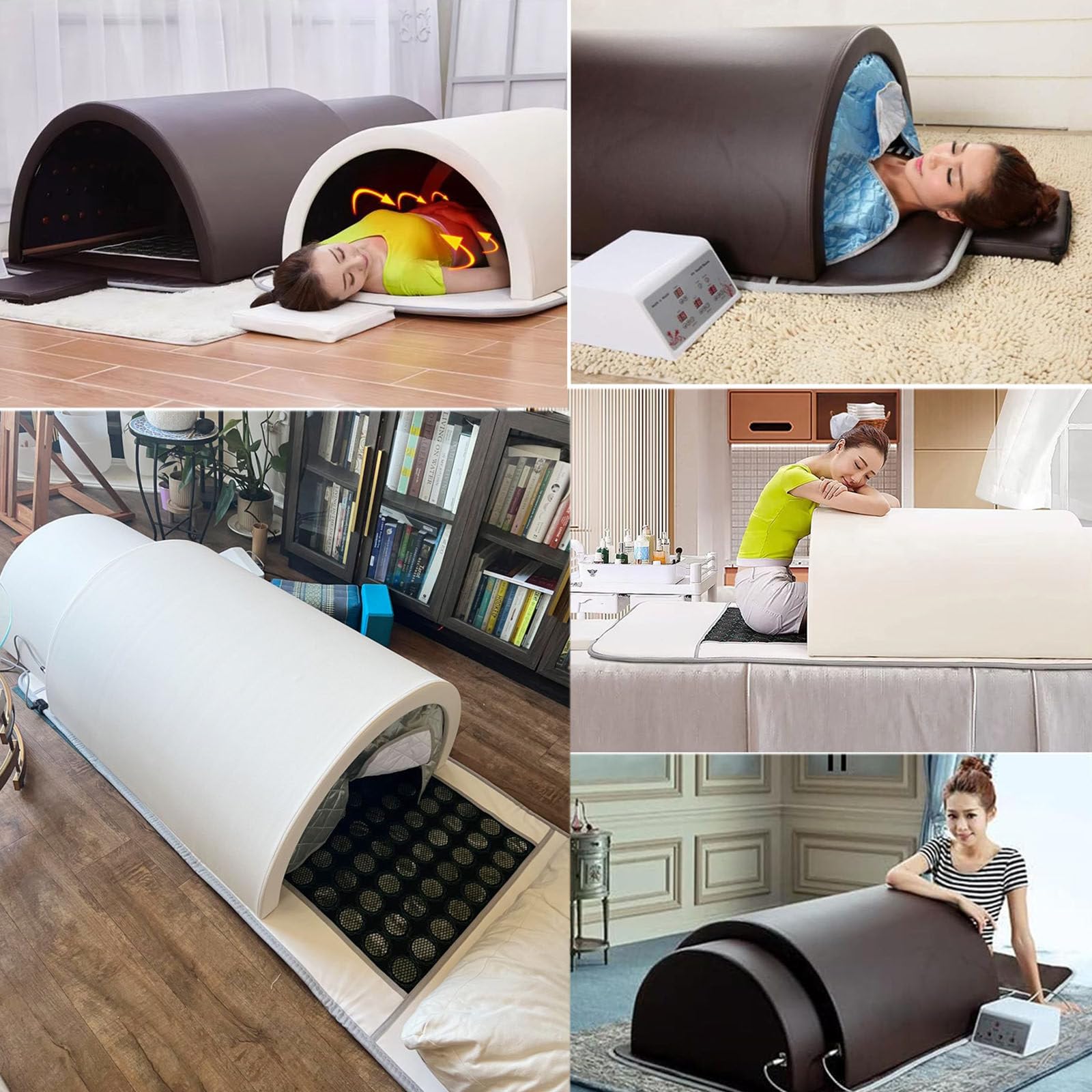 Sauna Infrarrojos Lejanos Cúpula Sauna Seco Portatil Cápsula Sauna Completa Cuerpo Para Hogar Con Esterilla Infrarrojos Cercanos,Desintoxicación Con Calefacción Y Piedras Terapéuticas,Black