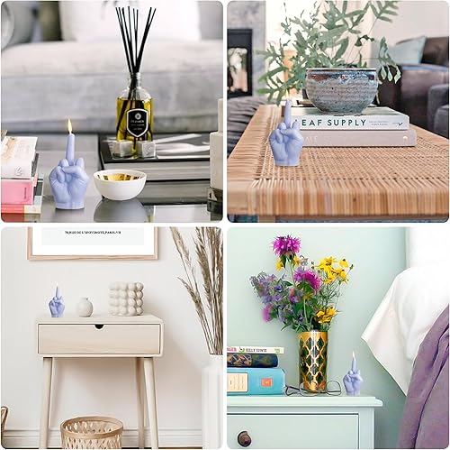 Miniatura 5 de Vela perfumada de dedo medio lila, morado, danés, pastel, decoración estética, pino, aromaterapia, cera de soja vegana natural, vela de fragancia