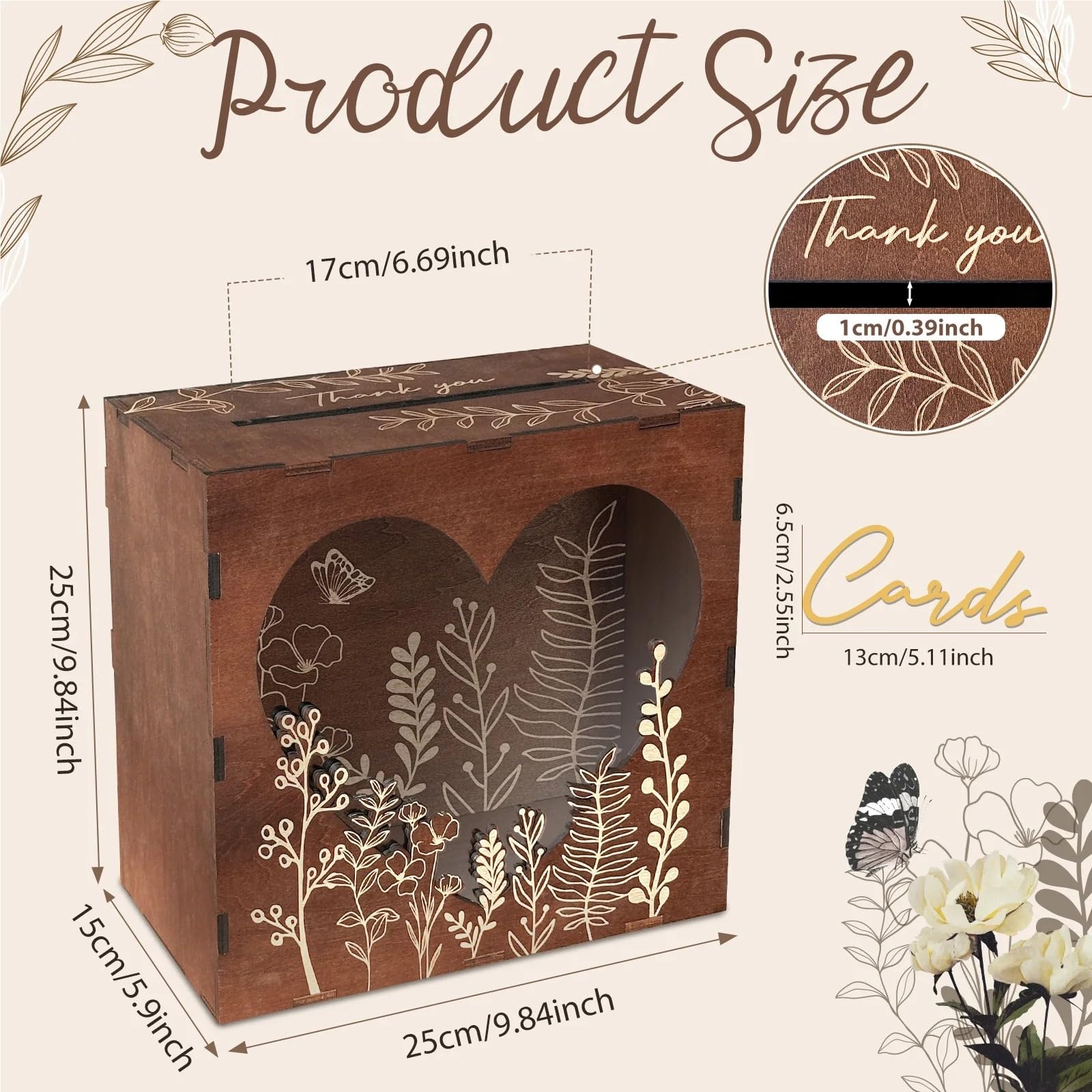 Kartenbox Hochzeit Hochzeitskartenboxen aus Holz for den Empfang, rustikale Hochzeitsbox for Karten und Geld, Briefumschlag-Spardose-Kartenbox