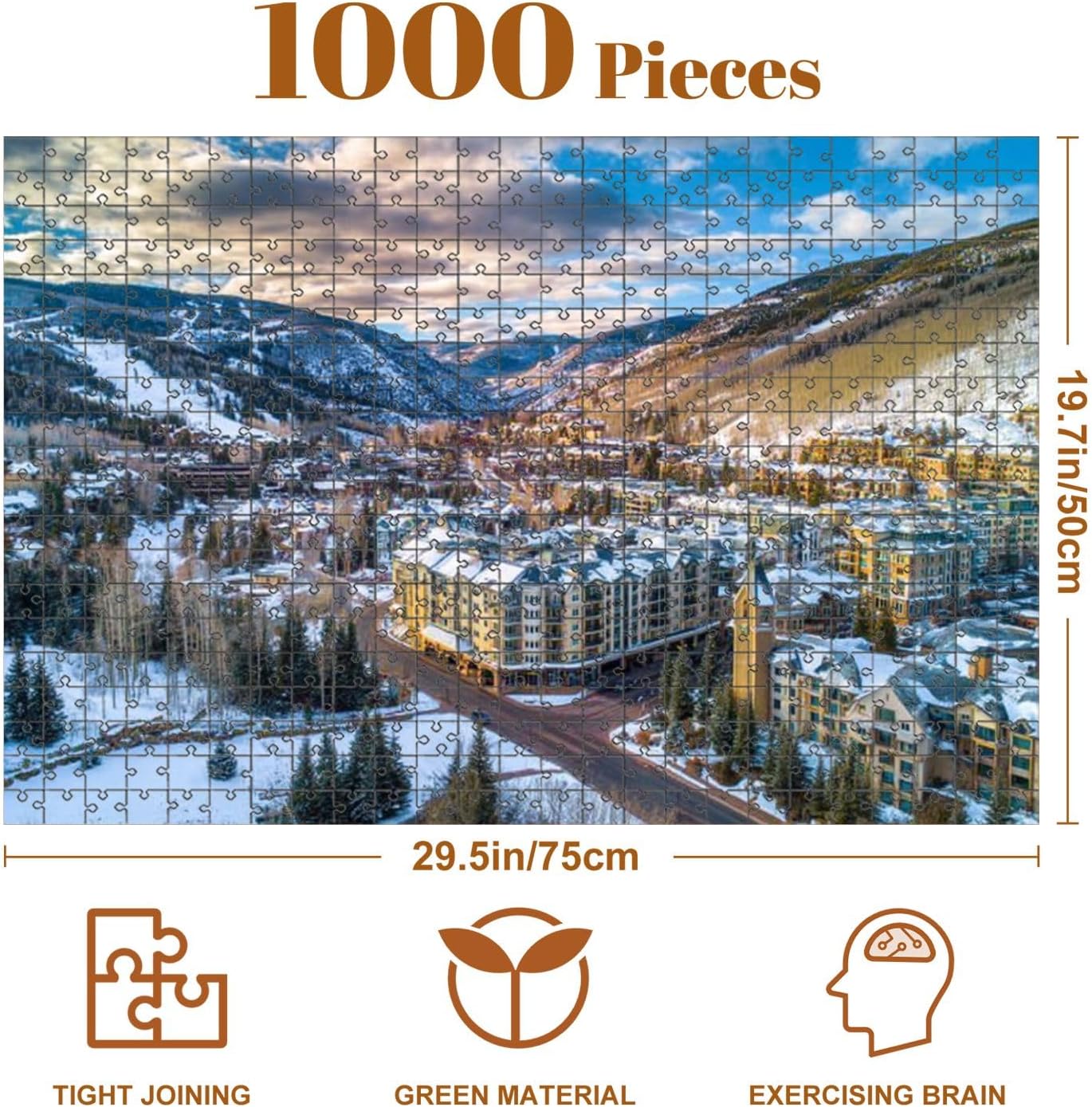 Jigsaw Puzzles 1000 Pieces for Adult Colorado Drone Village Skyline Aerial Puzzle Game for Family Wooden Puzzle Toy Educational Games Puzzles for Home Decor