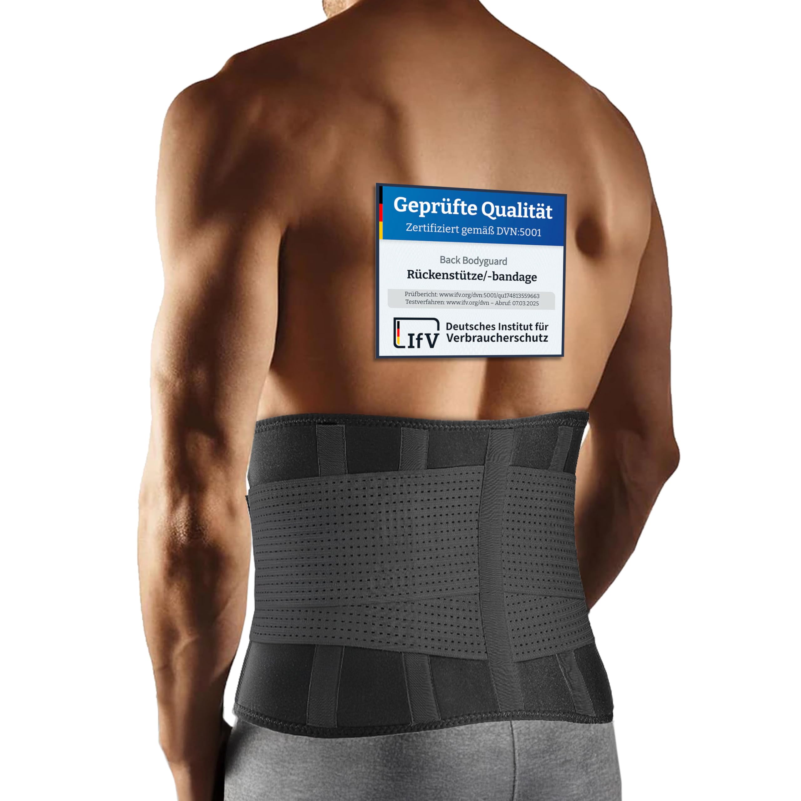 BACK BODYGUARD Rückenstützgürtel - Nierengurt - Orthogürtel - Nierenwärmer Herren und Frauen - Rückengurt - Rückenbandage - Ortho Gürtel Isg - Rückenstütze - Ischias Gürtel (Schwarz, XL)