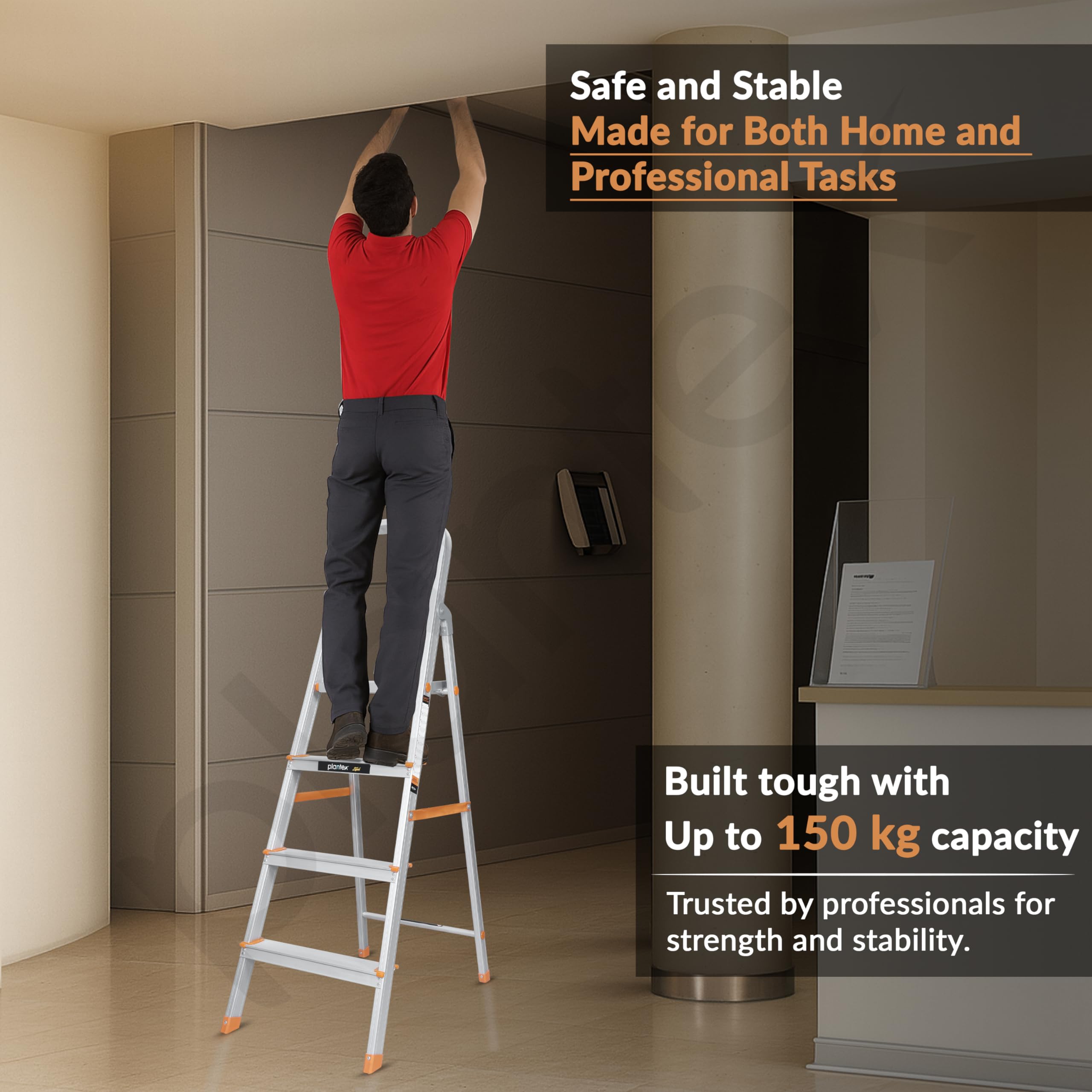 Plantex Legend 4 Step Ladder - Lightweight & Foldable -6