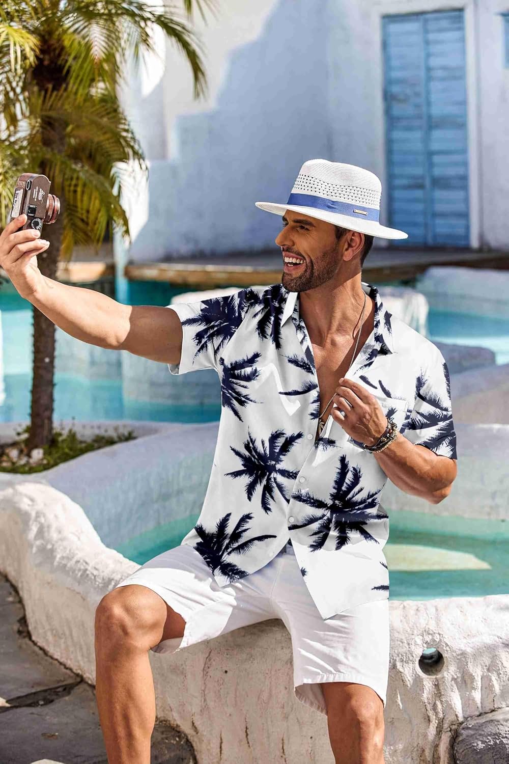 COOFANDY Men's Hawaiian Shirt Short Sleeve Floral Button Down Shirts Tropical Holiday Beach Shirts - Image 5