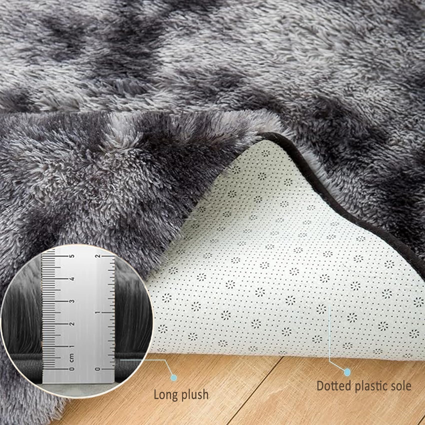 Tappeto Moderno 335 x 355 cm, Facile da Pulire, Assorbente Alta Densità di Pelo, Varie Misure e Colori, Tappeti Lavabile Camera da Letto, Grigio Scuro