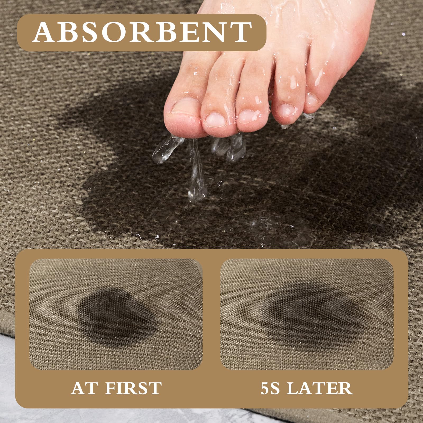 YIHOUSE Juego de 4 alfombras de baño marrones, absorbentes, antideslizantes, lavables, de secado rápido, delgadas, para inodoro y suelo