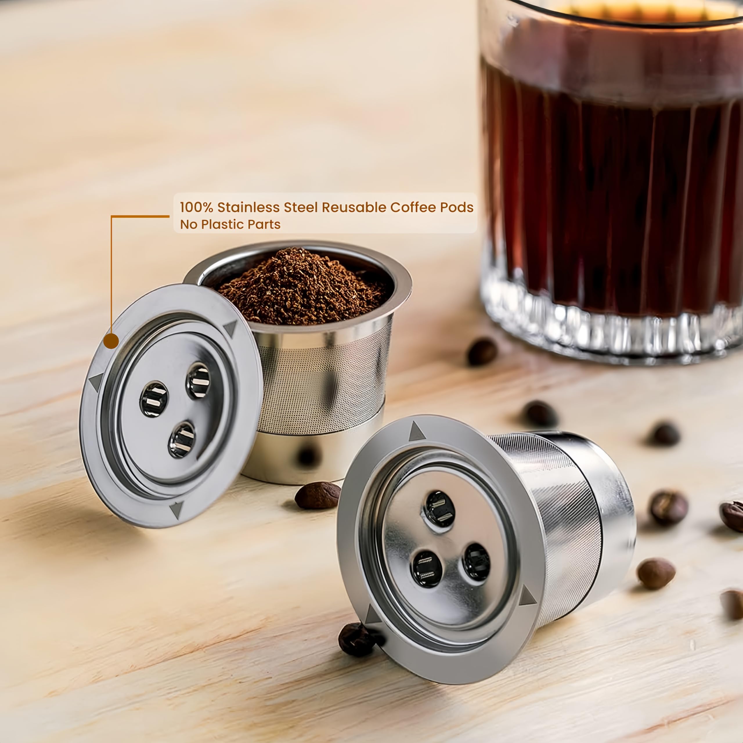 Paquete de 4 cápsulas de café reutilizables de acero inoxidable compatibles con cafetera Ninja CFP201 CFP301 Dual Brew Pro Machine filtro de café Ninja reutilizable