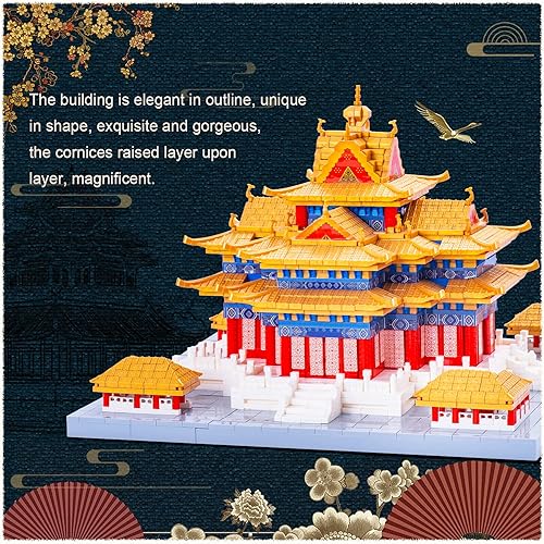 Miniatura 2 de GEYANG Juego de microbloques de construcción de arquitectura china de la torreta, juguetes de construcción creativos, regalos para adultos y