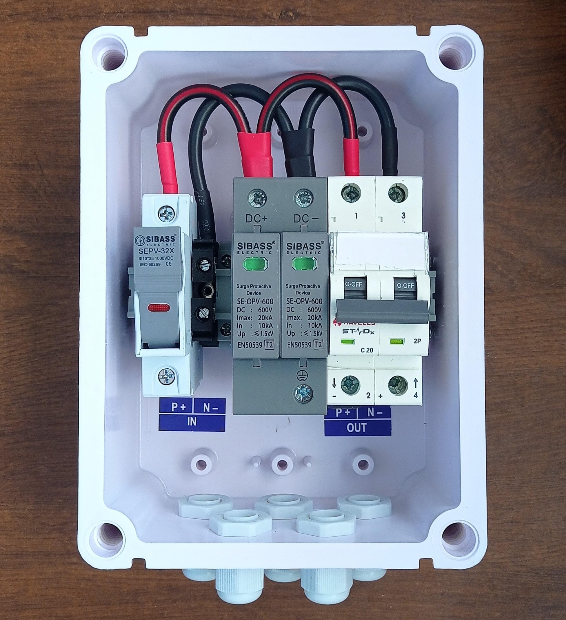 Kenbrook Solar DCDB 1 in 1 Out Inbuilt Sibass DC Fuse 20A, Sibass SPD 