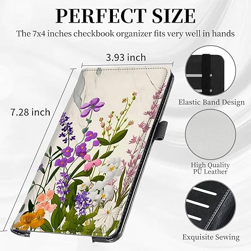 Vista 124 de Funda para chequera personal con diseño de tortuga marina verde, funda de piel sintética para hombres y mujeres, con ranuras para tarjetas, soporte