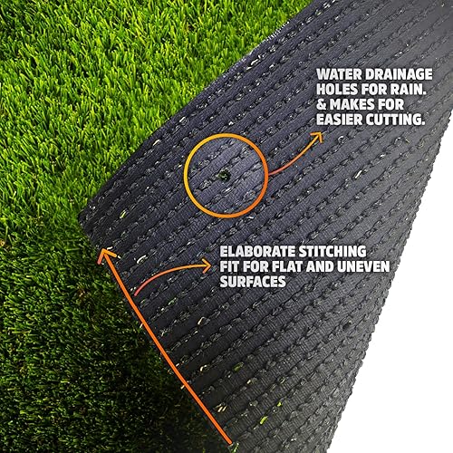Miniatura 8 de SMARTLAWN PROFESSIONAL Alfombra de césped artificial realista, 7 x 43 pies, para uso en interiores y exteriores, 1.25 pulgadas de altura de pelo