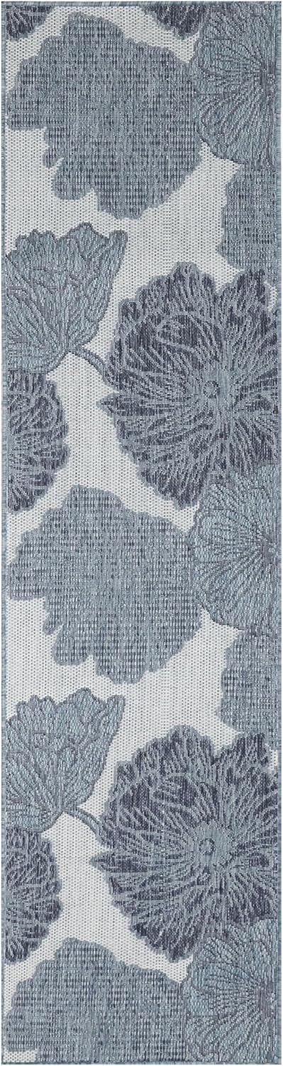 Nourison Home Garden Oasis Blue 2' x 8' Area Rug - Easy Clean, Non Shedding, Bed Room, Living Room, Dining Room, Kitchen (8' Runner)