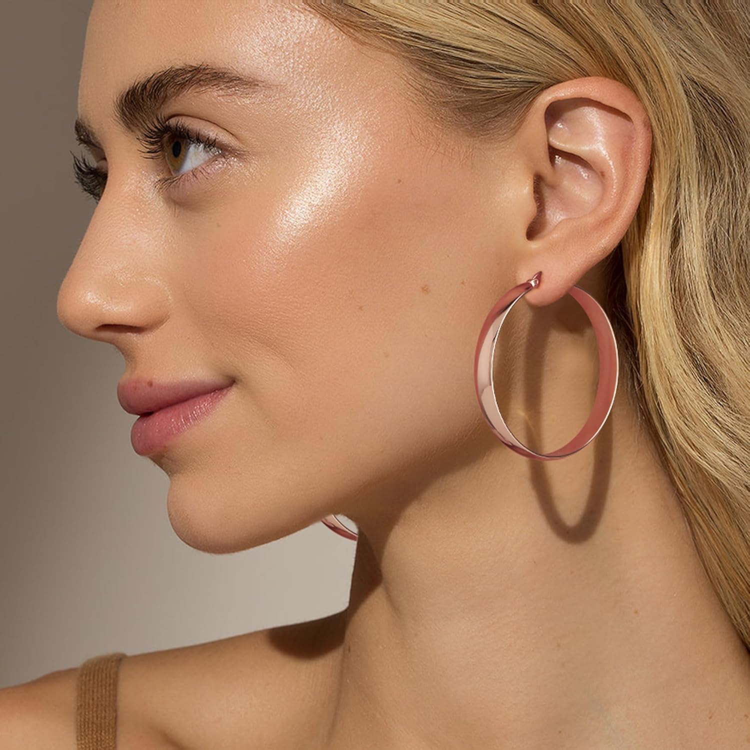 8mm Thick 925 Sterling Silver Hoops Earrings for Women 14K Real Gold Large Hoop Earrings Hypoallergenic and Lightweight Big Hoop Earrings for Women 20/30/40/50/60/70MM - Image 2