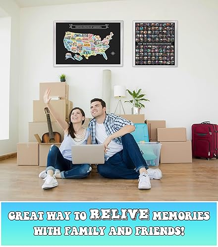 Miniatura 6 de Paquete de póster de viaje con mapa de Estados Unidos y 100 destinos – Lindo mapa de aventura ilustrado y póster de lista de deseos, regalo para