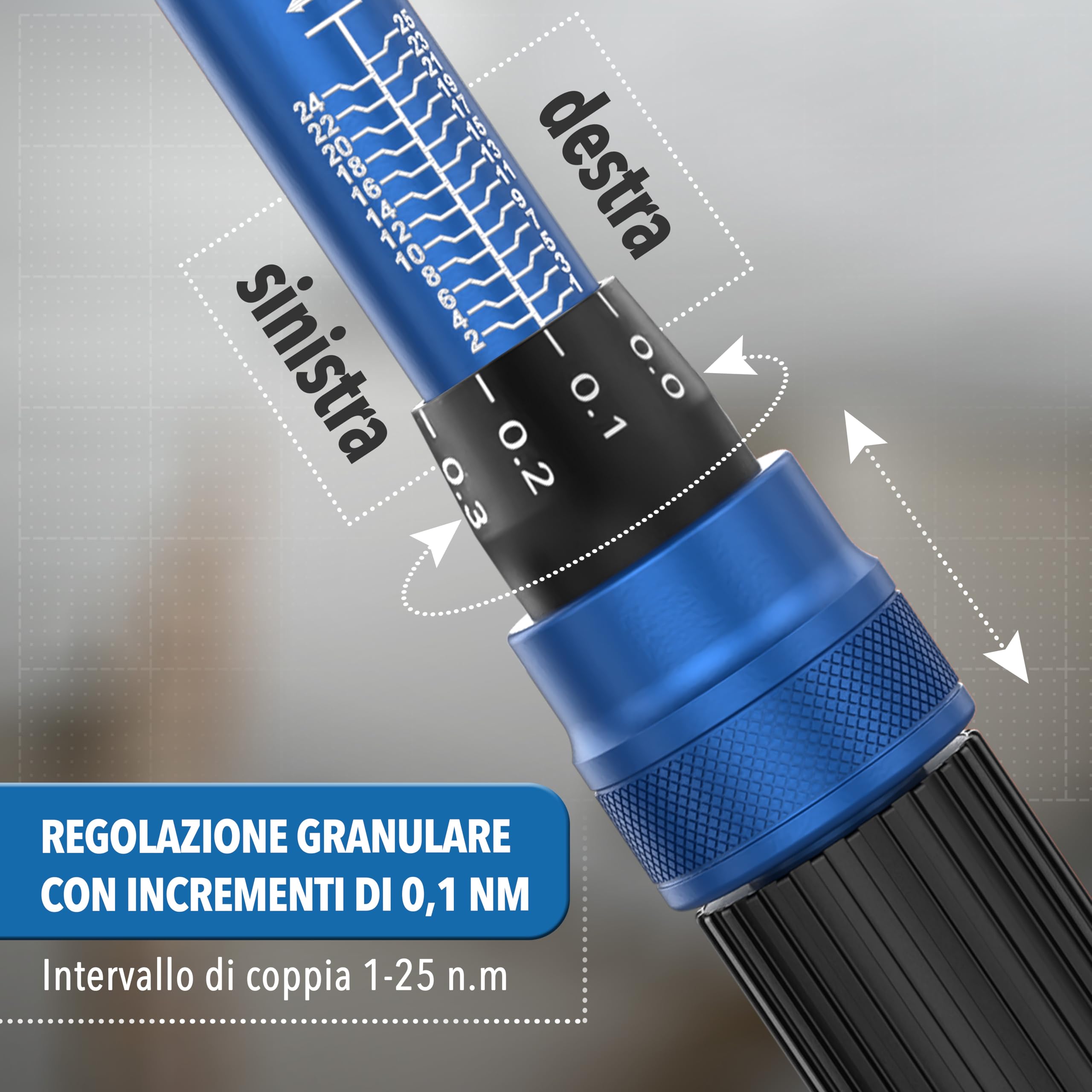 STONE REEF Set di chiavi dinamometriche [21 pezzi inclusi] bloccaggio 1/4" 1-25 nm set di chiavi dinamometriche per bicicletta 1-25 nm set cricchetto dinamometrico