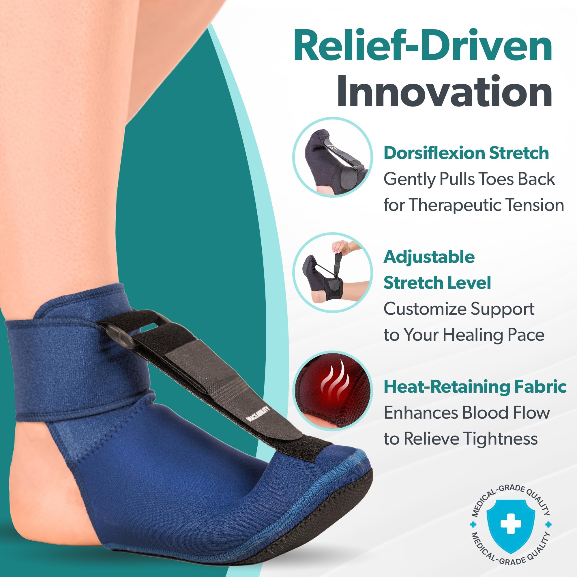 BraceAbility Plantar Fasciitis Night Splint Sock - Soft Plantar Fascia Brace for Sleeping, Achilles Tendonitis, Foot Drop, Heel Pain - Plantar Fasciitis Relief Night Splint for Women and Men (Small) 2